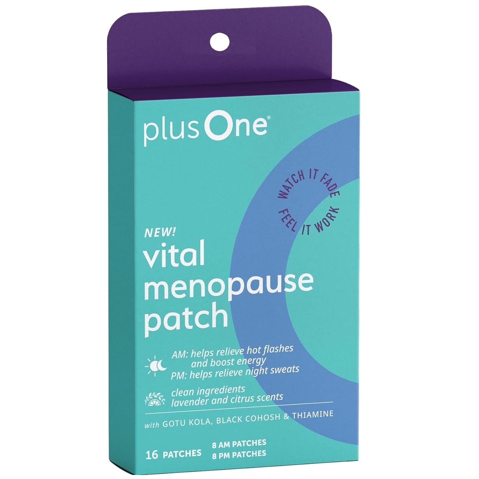 plusOne Vital Menopause Patches AM & PM – Hot Flash & Night Sweat Support – Promotes Energy & Sleep – Herbal Arjuna Daily Patches – 16ct - Maple Wellness Supplements