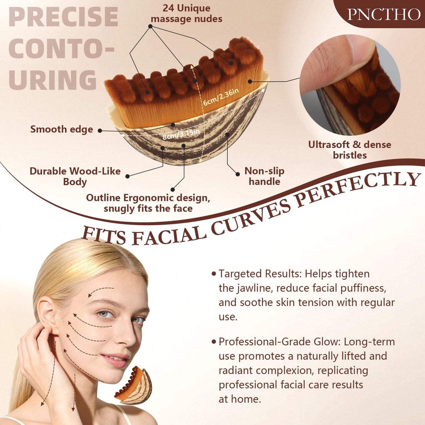 Pnctho 2026 New 2 Pcs Lymphatic Contour Face Brush,Lymphatic Drainage Massager for Chin & Neck, Jawline & Neck Lymphatic Massage Brush for Contouring, De-Puffing & Smoother Skin, Skin Firming 2 Pack - Maple Wellness Supplements
