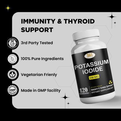 Potassium Iodide130 mg - KI Tablets- Potassium130 mg - USA Made Potassium Iodine Pills YODO Naciente - Maple Wellness Supplements