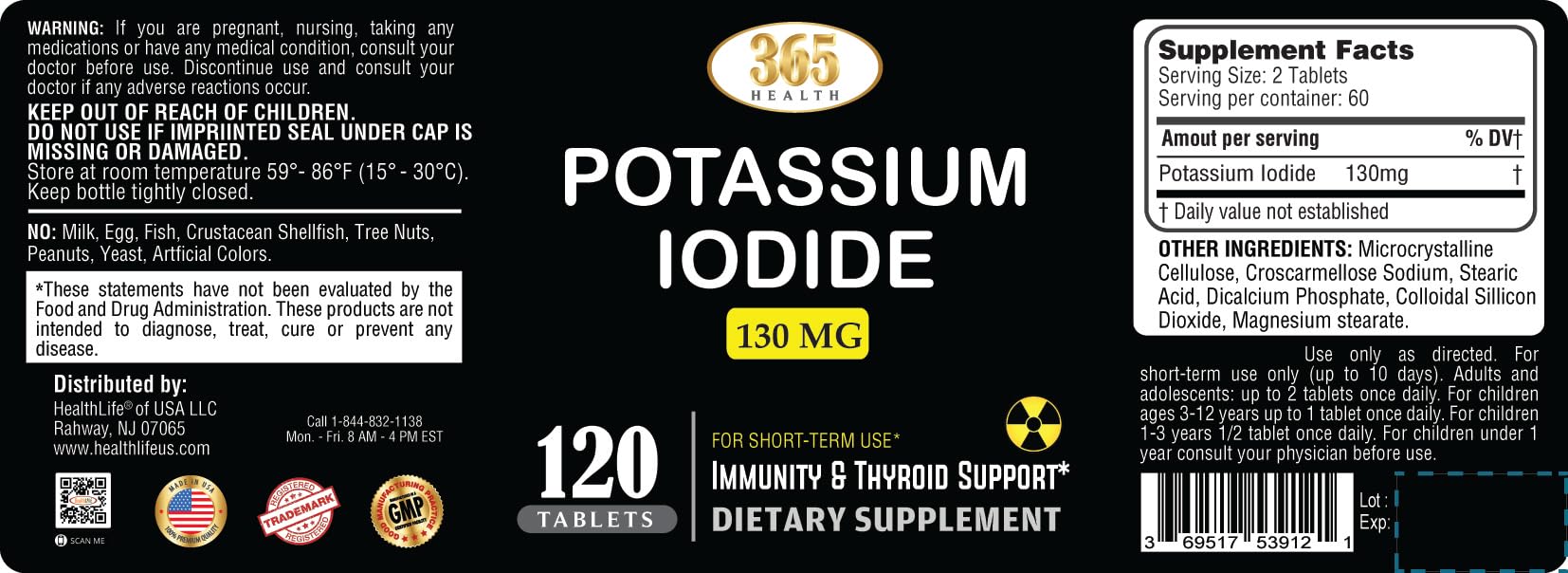 Potassium Iodide130 mg - KI Tablets- Potassium130 mg - USA Made Potassium Iodine Pills YODO Naciente - Maple Wellness Supplements
