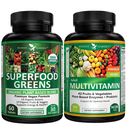 Potent Garden Daily Nutrition Bundle – Superfood Greens + Multivitamin - Maple Wellness Supplements