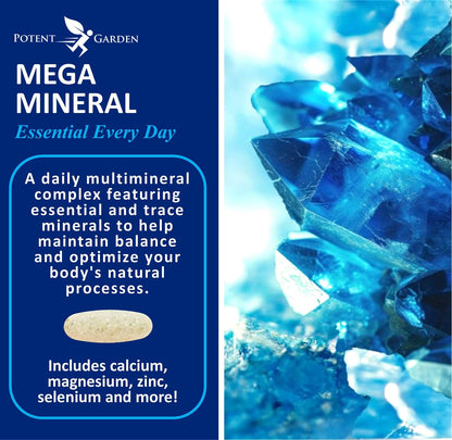 Potent Garden Mega Mineral Supplement Complete Mineral Complex with Calcium Magnesium Zinc Potassium Boron Selenium Chromium & 72 Trace - Maple Wellness Supplements