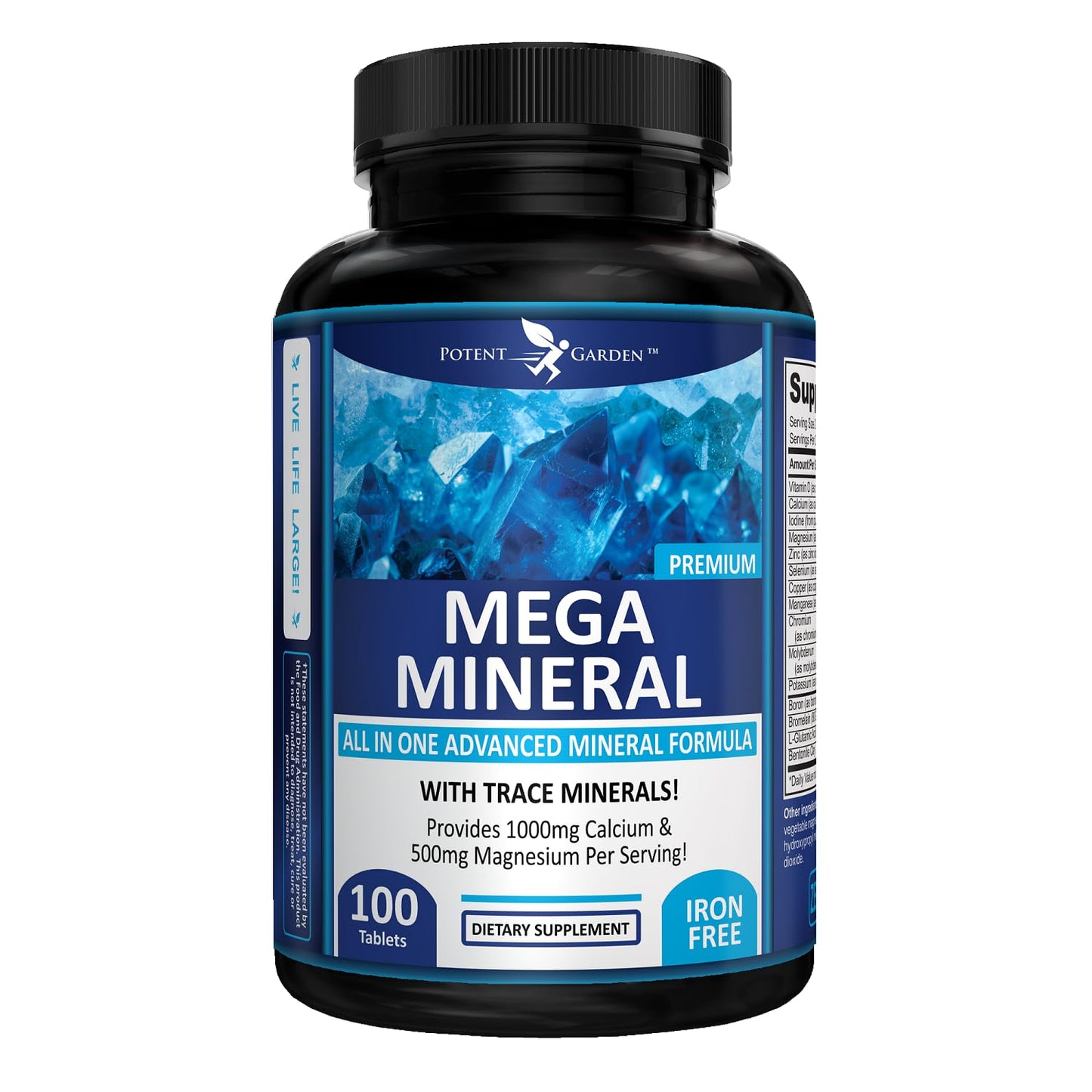 Potent Garden Mega Mineral Supplement Complete Mineral Complex with Calcium Magnesium Zinc Potassium Boron Selenium Chromium & 72 Trace - Maple Wellness Supplements