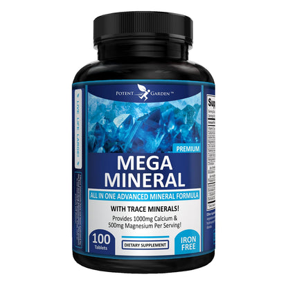 Potent Garden Mega Mineral Supplement Complete Mineral Complex with Calcium Magnesium Zinc Potassium Boron Selenium Chromium & 72 Trace - Maple Wellness Supplements