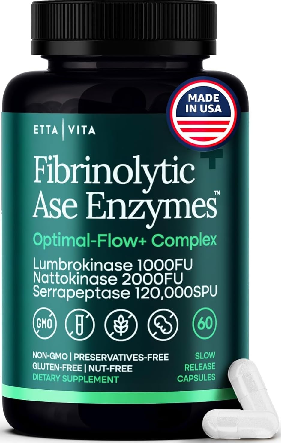 Potent Nattokinase 4000 FU Serrapeptase 240000 SPU Lumbrokinase 2000 FU Supplement - Proteolytic Enzymes Capsules for Energy Support, Digestion, Detox, Cognition & Gut Health for Men & Women - Maple Wellness Supplements