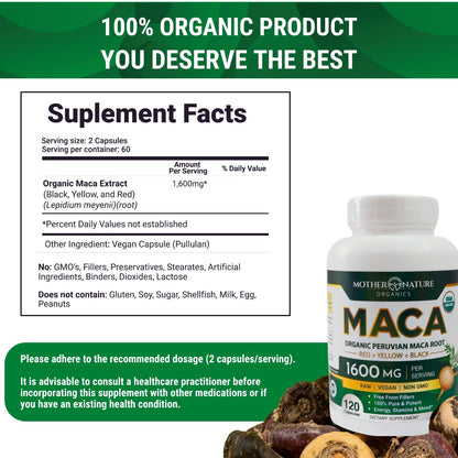 Powerful Maca Blend for Men – Black, Red & Yellow Maca Capsules | Supports Energy, Stamina & Endurance | Promotes Hormonal Balance & Vitality - Maple Wellness Supplements