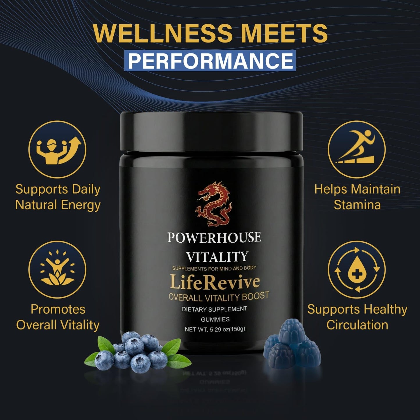 Powerhouse Vitality LifeRevive - Overall Vitality Boost | Vitamin Gummies for Men & Women - Maple Wellness Supplements