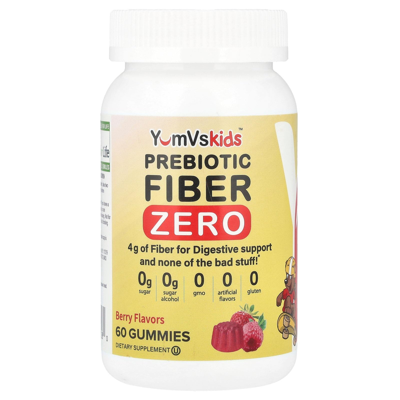 Prebiotic Fiber Zero Gummies for Kids by YumVs | Keto Sugar Free Gummy Chews for Toddlers |4g Fiber for Children Constipation Support - Maple Wellness Supplements