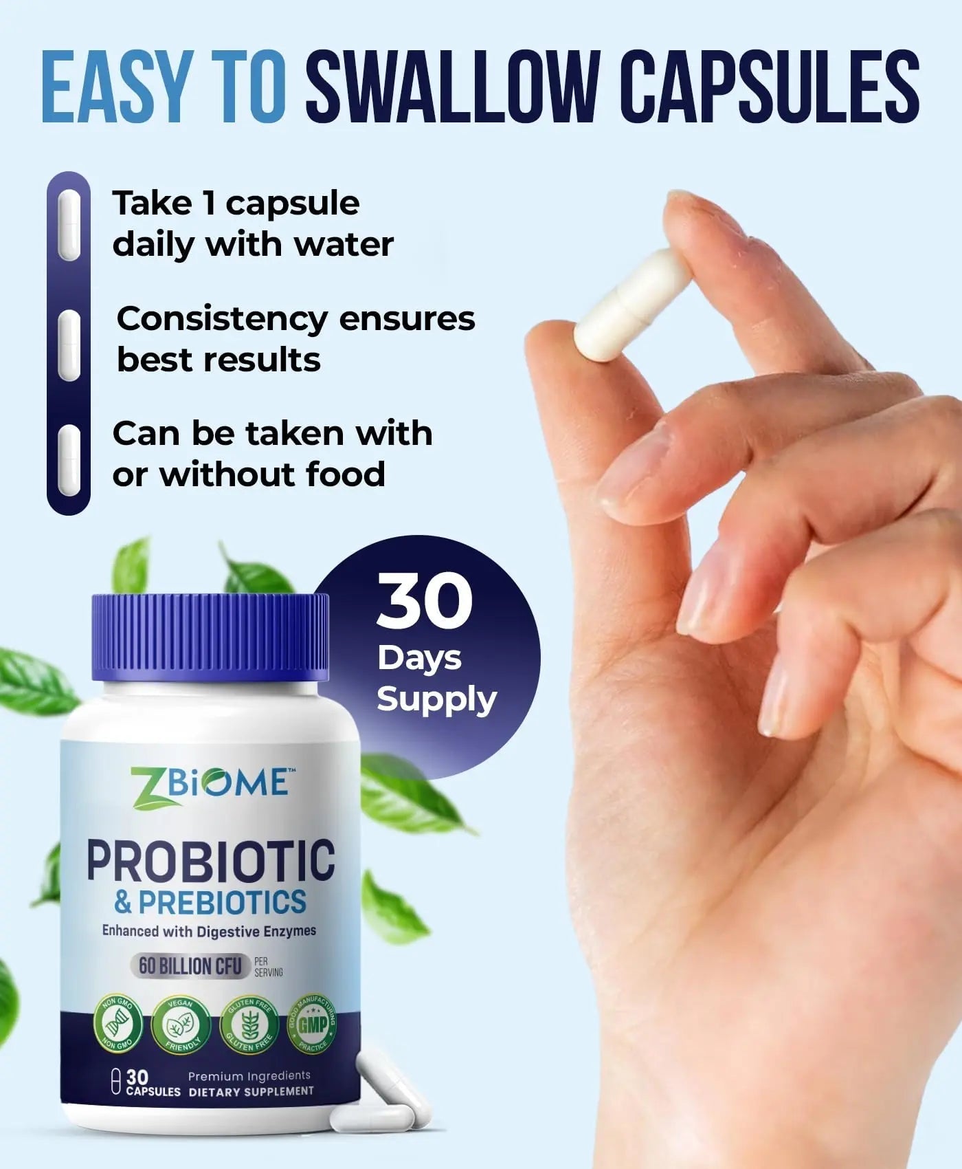 Prebiotics and Probiotics for Men & Women – 60 Billion CFU with 10 Strains – Pre and Probiotics with Acidophilus for Immune, Gut Health, Digestive Support, Constipation,Diarrhea, Gas & Bloating -30ct - Maple Wellness Supplements