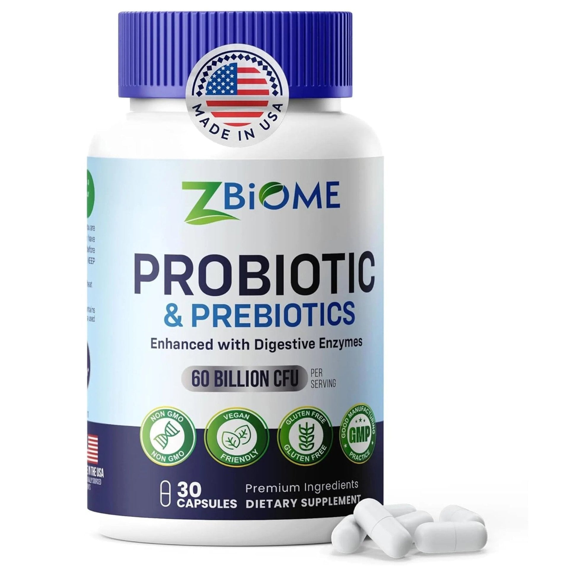 Prebiotics and Probiotics for Men & Women – 60 Billion CFU with 10 Strains – Pre and Probiotics with Acidophilus for Immune, Gut Health, Digestive Support, Constipation,Diarrhea, Gas & Bloating -30ct - Maple Wellness Supplements
