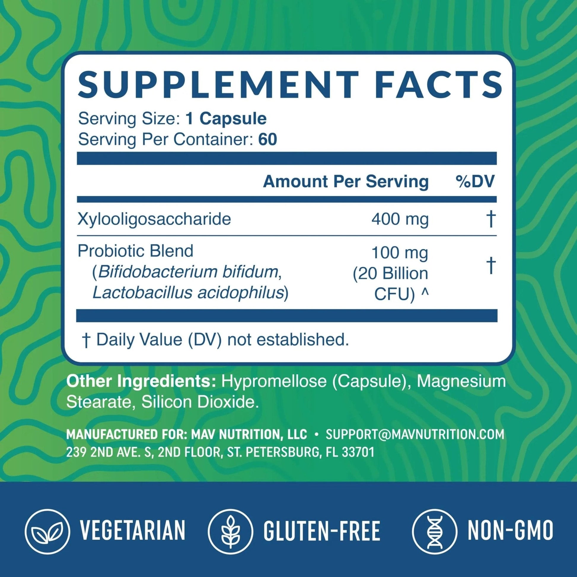 Prebiotics and Probiotics for Women & Men | Pre and Probiotics for Gut Health & Bloating Relief | Synbiotic with 20 Billion CFU Lactobacillus & Bifidobacterium | Shelf-Stable | Vegetarian | 60 Ct. - Maple Wellness Supplements