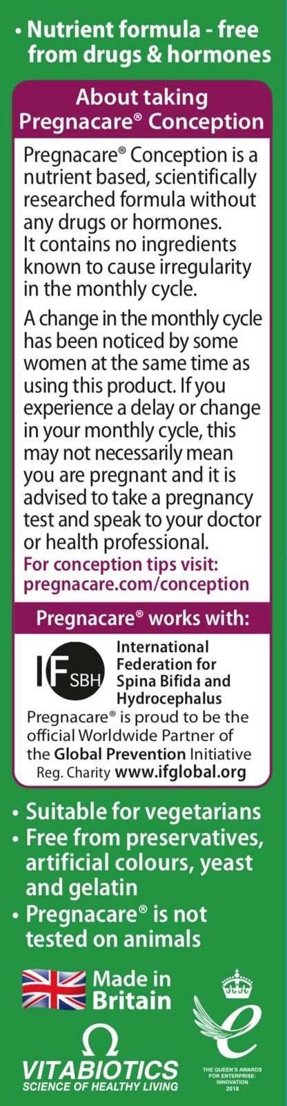 Pregnacare Conception Tablets, Pack of 30, 30 Count - Maple Wellness Supplements