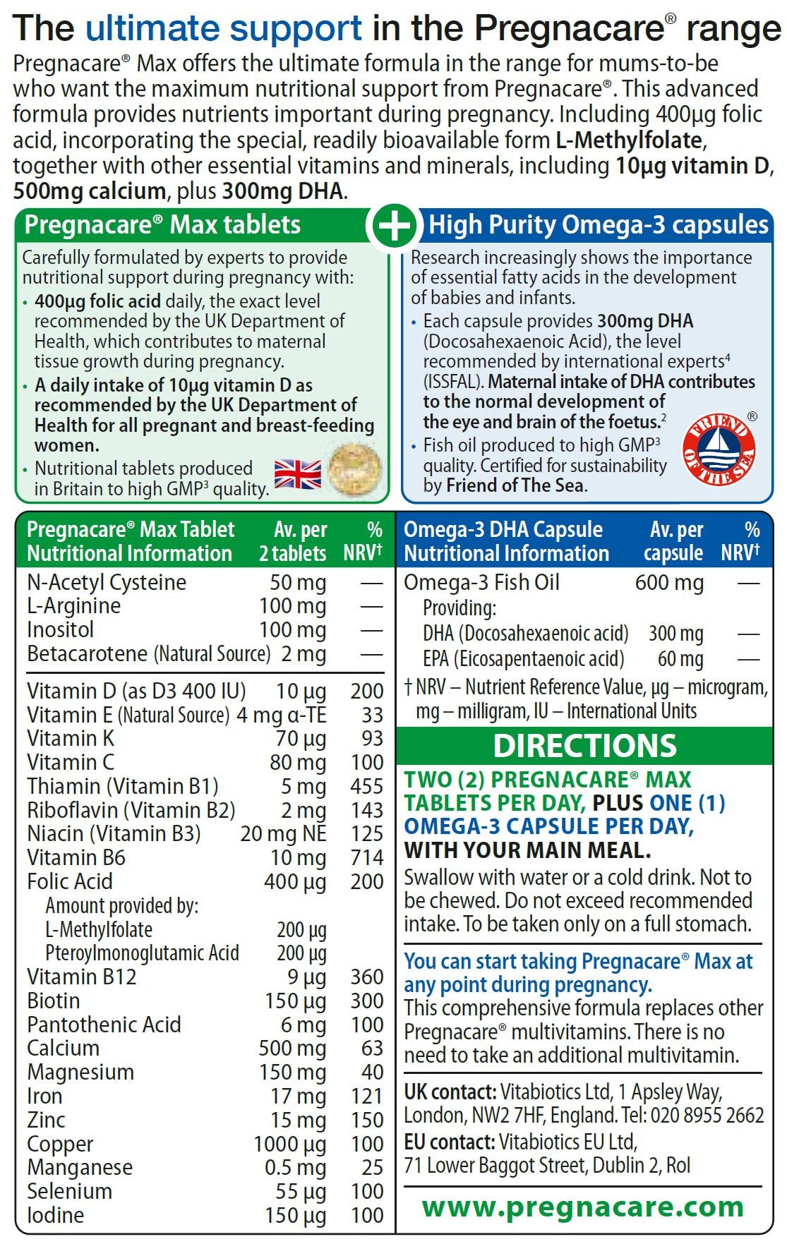 Pregnacare Max, White, 84 Count (Pack of 1) - Maple Wellness Supplements