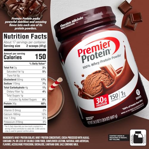 Premier Protein Powder, Chocolate Milkshake, 30g Protein, 1g Sugar, 100% Whey Protein - Maple Wellness Supplements