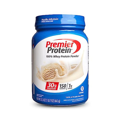 Premier Protein Powder, Vanilla Milkshake, 30g Protein, 1g Sugar, 100% Whey Protein - Maple Wellness Supplements
