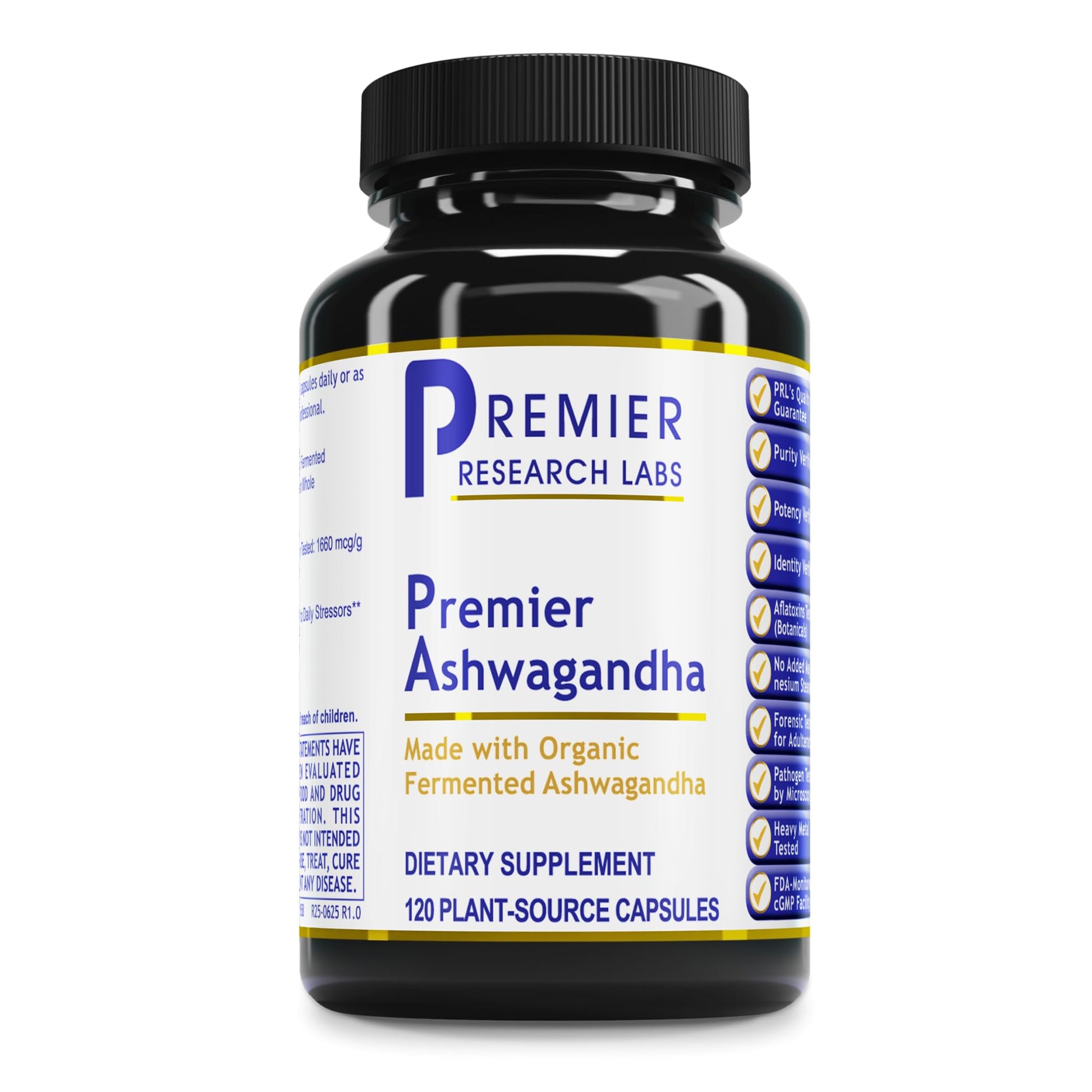 Premier Research Labs Premier Ashwagandha - Pure Supplement for Women & Men with Organic Ashwagandha Root, Herbal Pills for Stress & Sleep Support, Fermented for Absorption - 120 Plant-Based Capsules - Maple Wellness Supplements