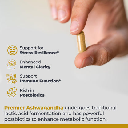 Premier Research Labs Premier Ashwagandha - Pure Supplement for Women & Men with Organic Ashwagandha Root, Herbal Pills for Stress & Sleep Support, Fermented for Absorption - 120 Plant-Based Capsules - Maple Wellness Supplements