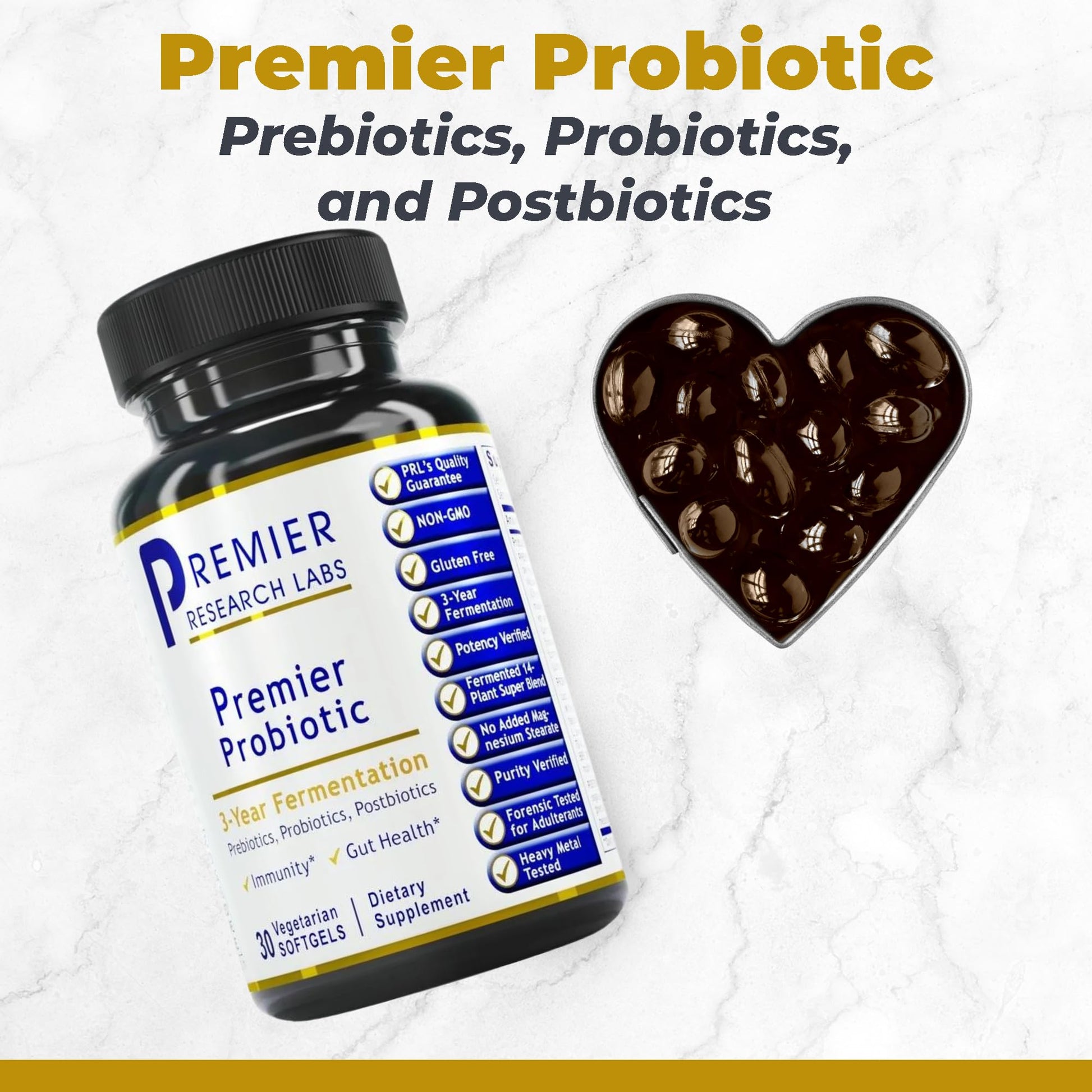 Premier Research Labs Premier Probiotic - Pre Pro Post Biotics for Women & Men, Quad Biotic, Quadbiotic, Prebiotics, Probiotics - Maple Wellness Supplements
