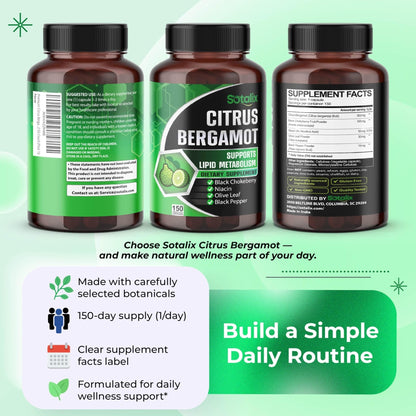 Premium Citrus Bergamot Organic Bergamot Supplement with Niacin Black Chokeberry Olive Leaf Black Pepper - Maple Wellness Supplements