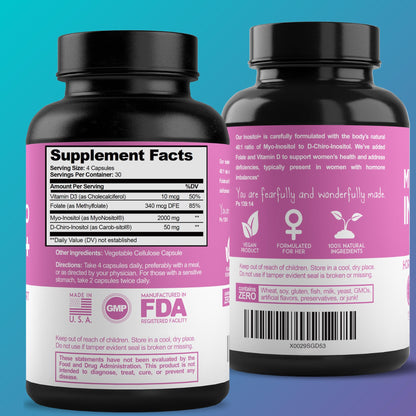 Premium Inositol Supplement - Myo-Inositol and D-Chiro Inositol Plus Folate and Vitamin - Maple Wellness Supplements