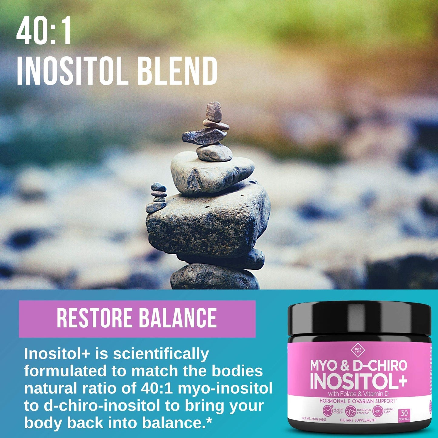 Premium Inositol Supplement - Myo-Inositol and D-Chiro Inositol Powder Plus Folate - Maple Wellness Supplements