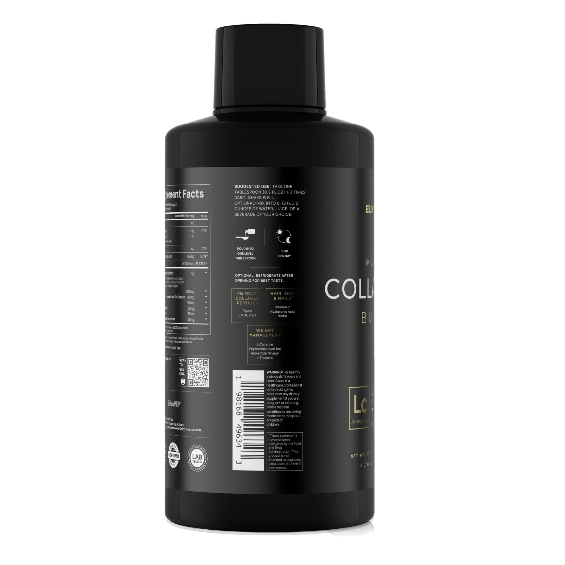 Premium Liquid Collagen for Women Weight Loss & Beauty w. Hyaluronic Acid, Biotin, L-Carnitine, Apple C Vinegar - Ultra Pure Multi Collagen Protein Shots Drink - Maple Wellness Supplements