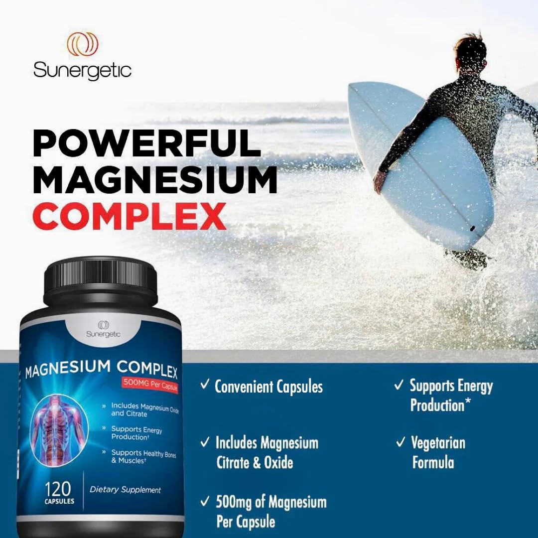 Premium Magnesium Citrate Capsules – Powerful 500mg Magnesium Oxide & Citrate Supplement – Helps Support Healthy Bones, Muscles, Teeth, Energy & Relaxation – 120 Vegetable Capsules - Maple Wellness Supplements