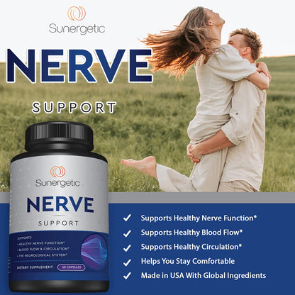 Premium Nerve Support Supplement – with Alpha Lipoic Acid (ALA) 600 mg, Acetyl-L-Carnitine (ALC) & Benfotiamine - Nerve Support Formula for Healthy Circulation, Feet, Hands & Toes - 60 Capsules - Maple Wellness Supplements
