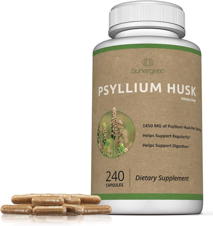 Premium Psyllium Husk Fiber Supplement 1450mg, 240 Capsules - Maple Wellness Supplements