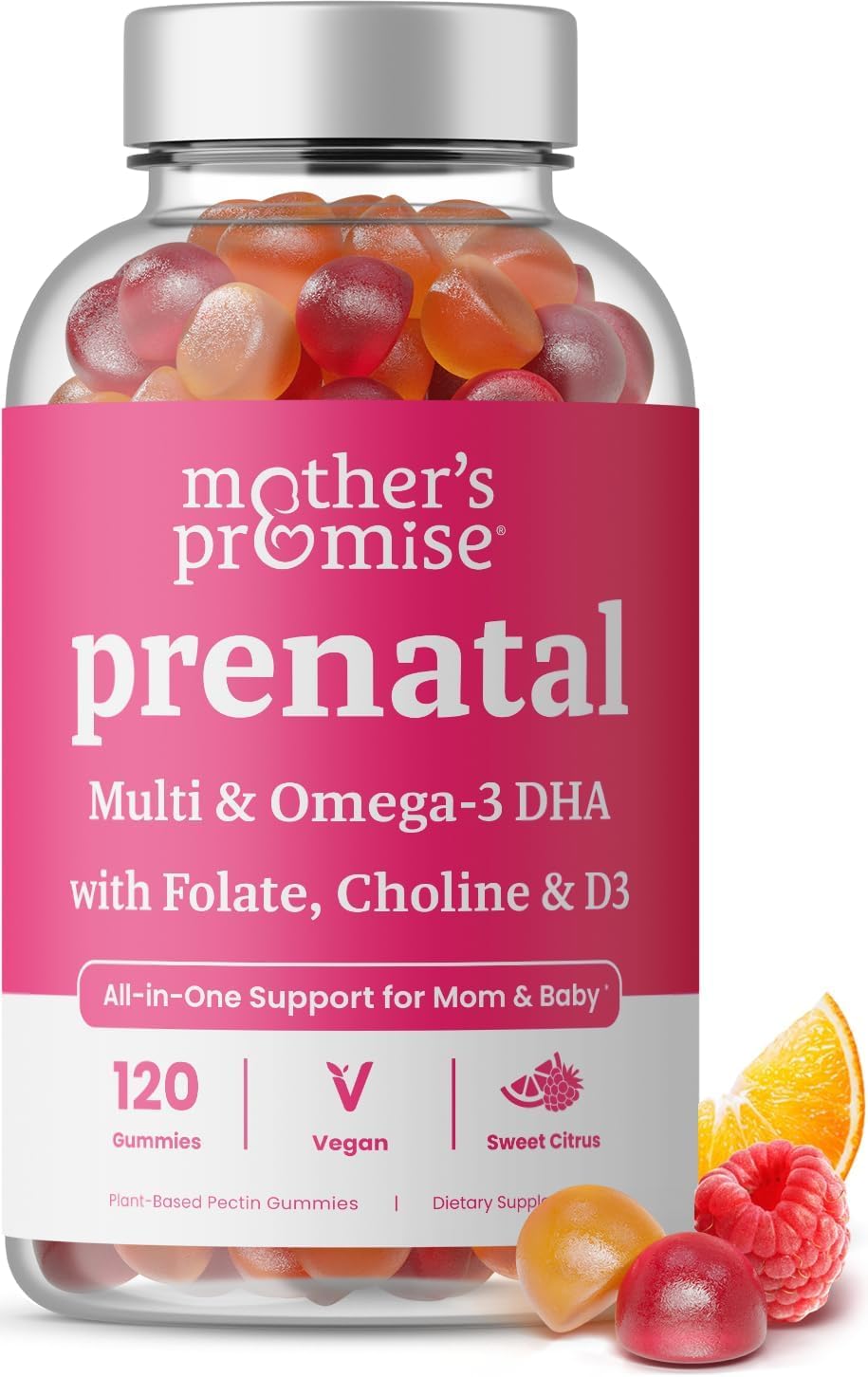 Prenatal Vitamin Gummies with DHA | Vegan Prenatal Vitamins for Women with Omega 3, Methylfolate, Choline & D3, Pregnancy Vitamins for Fetal Development - Maple Wellness Supplements