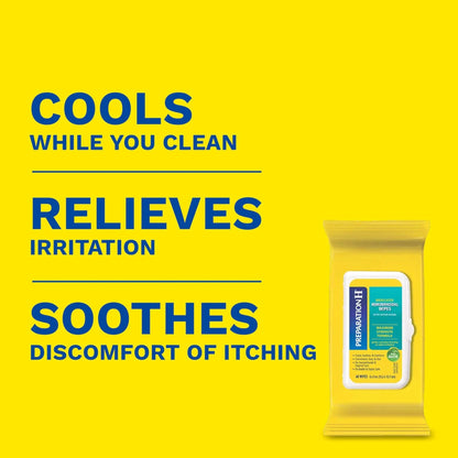 Preparation H Hemorrhoid Flushable Wipes with Witch Hazel for Skin Irritation Relief - 48 Count - Maple Wellness Supplements
