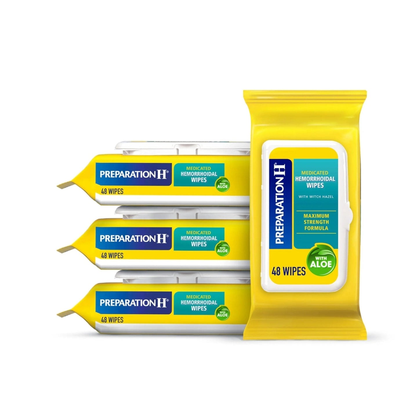 Preparation H Hemorrhoid Flushable Wipes with Witch Hazel for Skin Irritation Relief - 48 Count (Pack of 4) - Maple Wellness Supplements