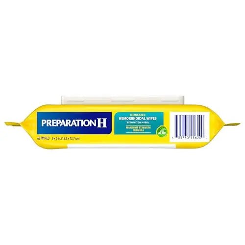 Preparation H Hemorrhoid Flushable Wipes with Witch Hazel for Skin Irritation Relief - 48 Count (Pack of 4) - Maple Wellness Supplements
