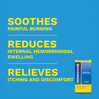 Preparation H Hemorrhoid Suppositories For Itching And Discomfort Relief - 12 Count (Pack of 1) - Maple Wellness Supplements