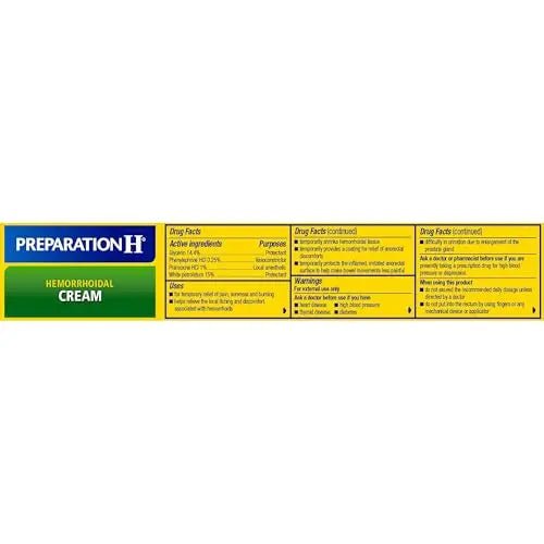 Preparation H Hemorrhoid Symptom Treatment Cream (2 x 1.8 Ounce Tube), Maximum Strength Multi-Symptom Pain Relief with Aloe - Maple Wellness Supplements