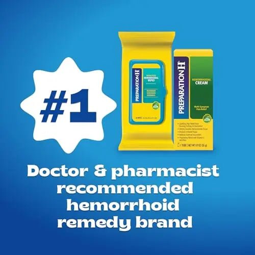 Preparation H Hemorrhoid Symptom Treatment Cream (2 x 1.8 Ounce Tube), Maximum Strength Multi-Symptom Pain Relief with Aloe - Maple Wellness Supplements