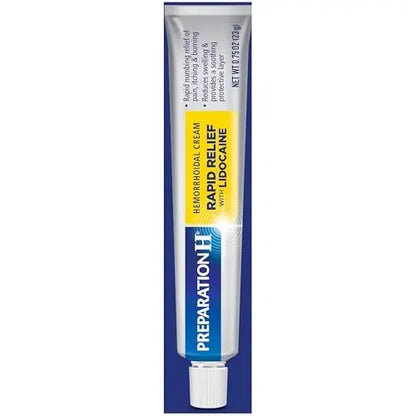 Preparation H Rapid Relief Hemorrhoid Cream with Lidocaine, Numbing Relief for Swelling, Pain, Burning and Itching - 0.75 Oz Tube - Maple Wellness Supplements