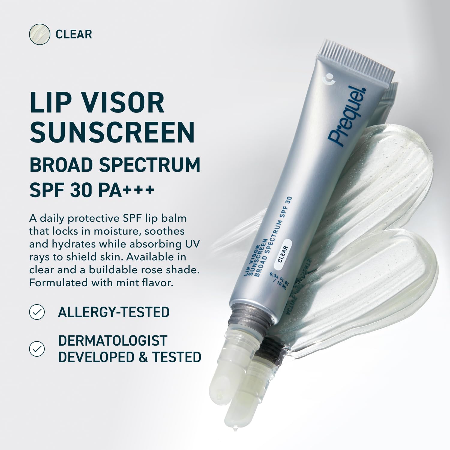 Prequel Skin Lip Visor, Clear Lip Balm with SPF 30 PA+++. Mint Flavored with Non-Sticky Finish - Maple Wellness Supplements