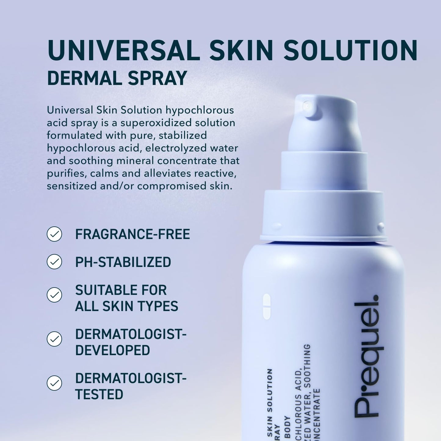 Prequel Skin Universal Skin Solution Hypochlorous Acid Spray for Face and Body. Fine Mist HOCL Facial Cleanser and Dermal - Maple Wellness Supplements