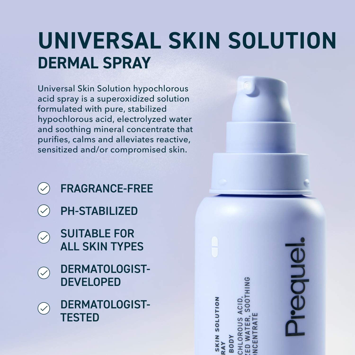 Prequel Skin Universal Skin Solution Hypochlorous Acid Spray for Face and Body. Fine Mist HOCL Facial Cleanser and Dermal - Maple Wellness Supplements