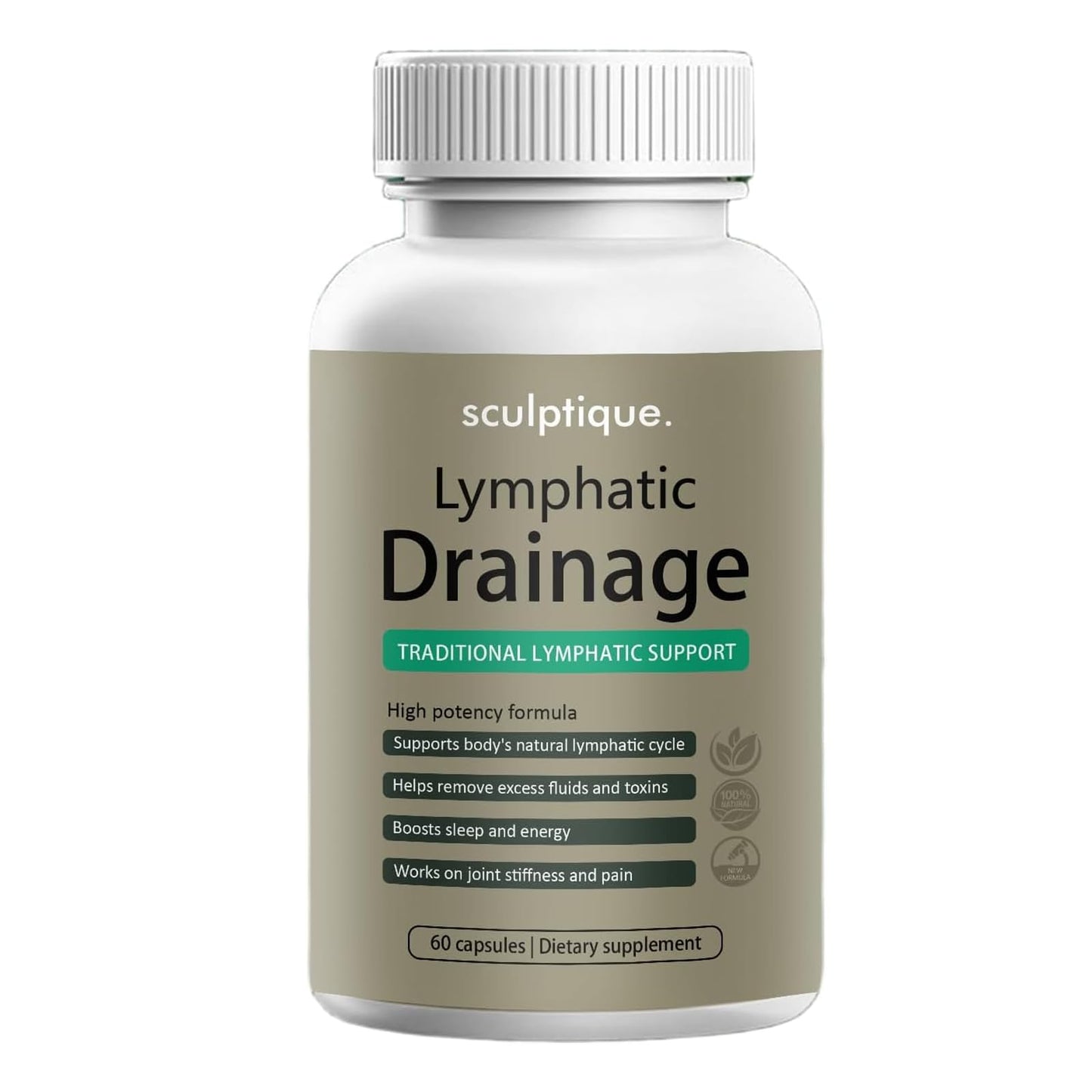 pressurepal Sculptique Lymphatic Drainage Capsules, New Maximum Potency Formula with Dandelion Extract, Cleavers Extract - Supports Cellulite Reduction, Lymphatic Drainage, 60 Capsules (1pcs) - Maple Wellness Supplements