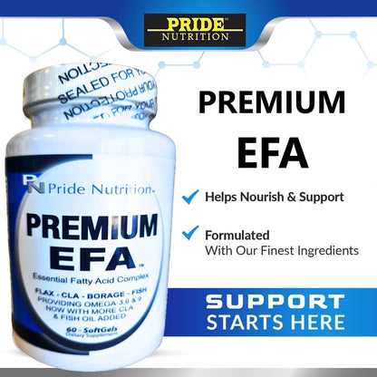 Pride Nutrition Premium EFA Omega 3-6-9 Supplement for Men and Women 5 in 1 - EPA, DHA, GLA, ALA & CLA Essential Fatty Acids with Fish Oil - Softgel Pills - Maple Wellness Supplements
