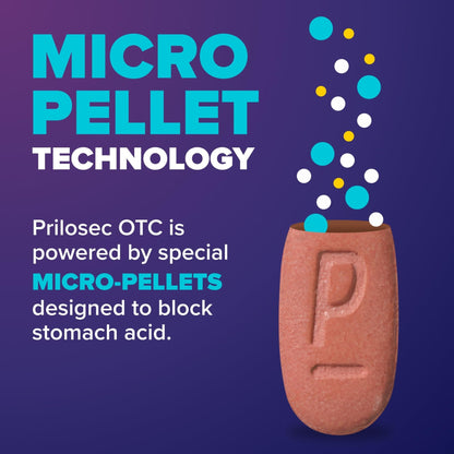 Prilosec OTC, Omeprazole Delayed Release 20mg, Acid Reducer, Treats Frequent Heartburn for 24 Hour Relief, All Day, All Night*, Heartburn Medicine, 20mg, Wildberry Flavor, 14 Tablets - Maple Wellness Supplements