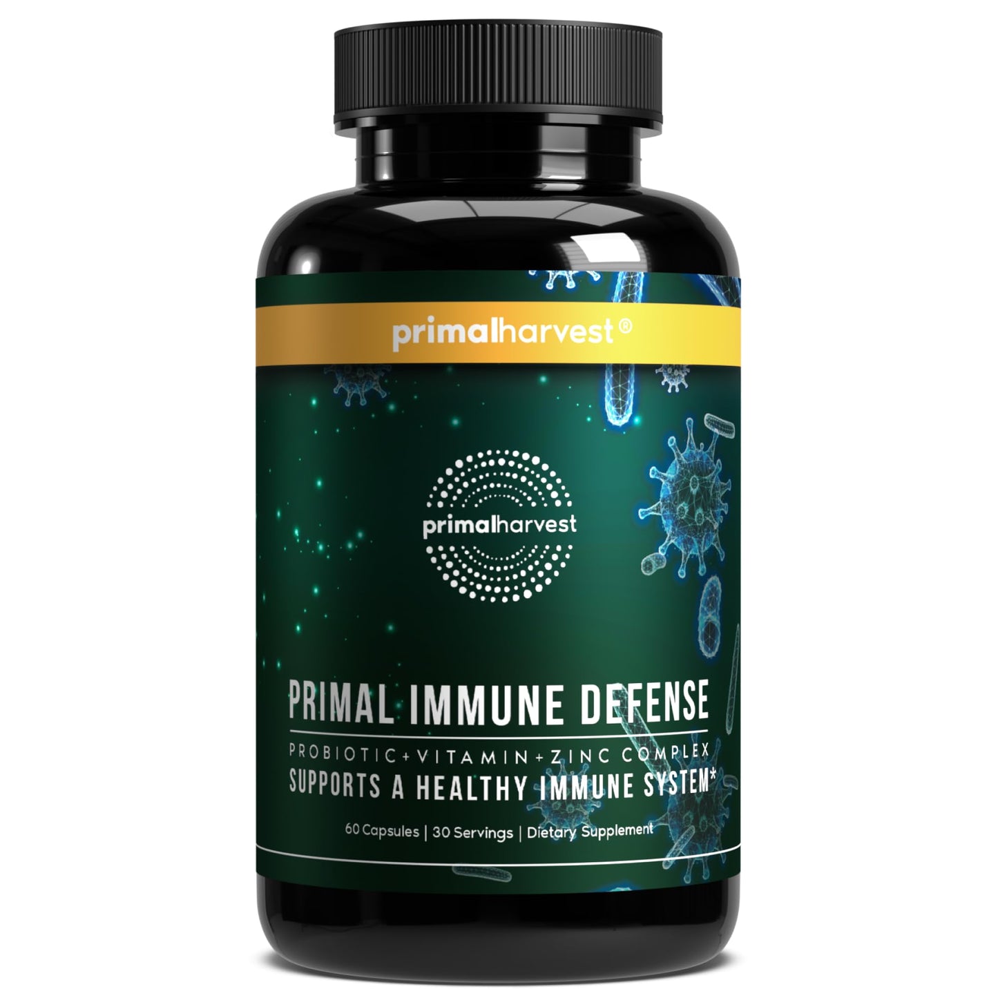 Primal Harvest Immune Defense 10-in-1 Supplement with Probiotics, Zinc, and Vitamins C, D3, K2, B6 Daily Immune Support for Adults - Maple Wellness Supplements