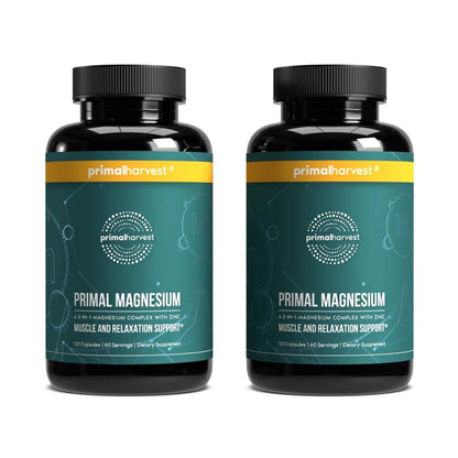 Primal Harvest Magnesium Supplement Complex 310mg by Primal Harvest with Magnesium Glycinate, Citrate, Malate, and Zinc 2 Pack, 240 Capsules - Maple Wellness Supplements