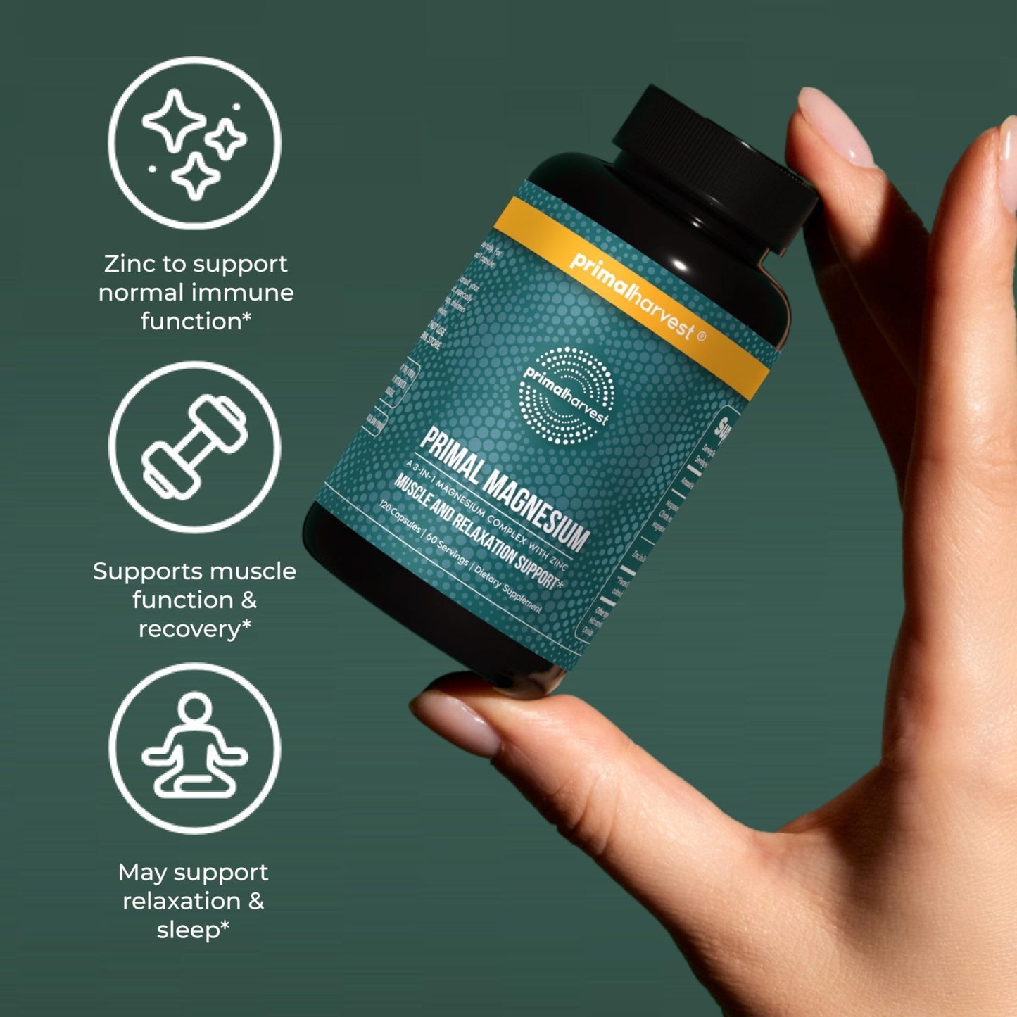 Primal Harvest Magnesium Supplement Complex 310mg by Primal Harvest with Magnesium Glycinate, Citrate, Malate, and Zinc 2 Pack, 240 Capsules - Maple Wellness Supplements