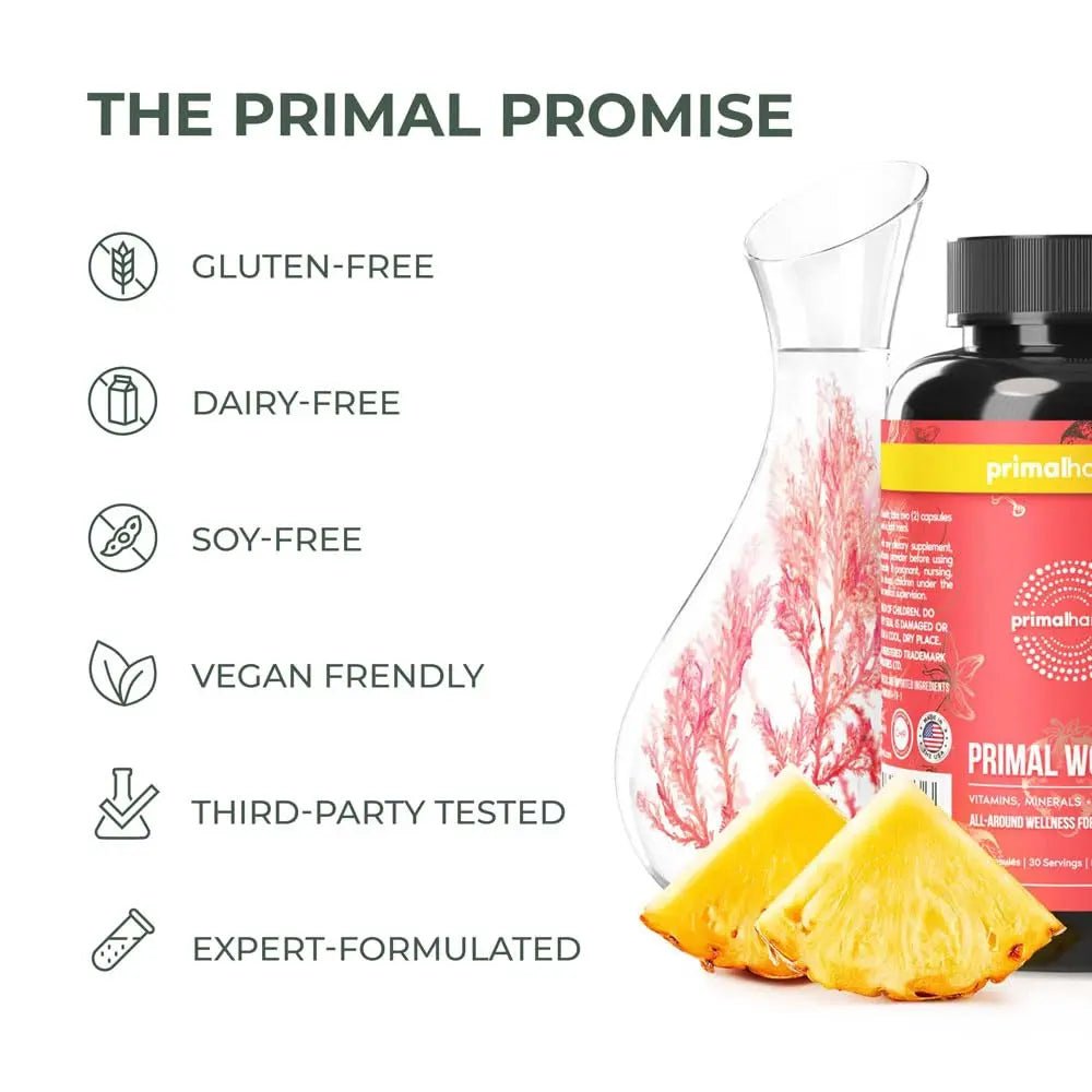 Primal Harvest Multivitamin for Women Vitamin A, Vitamin C, Vitamin D and E, Vitamin B12, B6, Biotin, Zinc Supplements - Maple Wellness Supplements