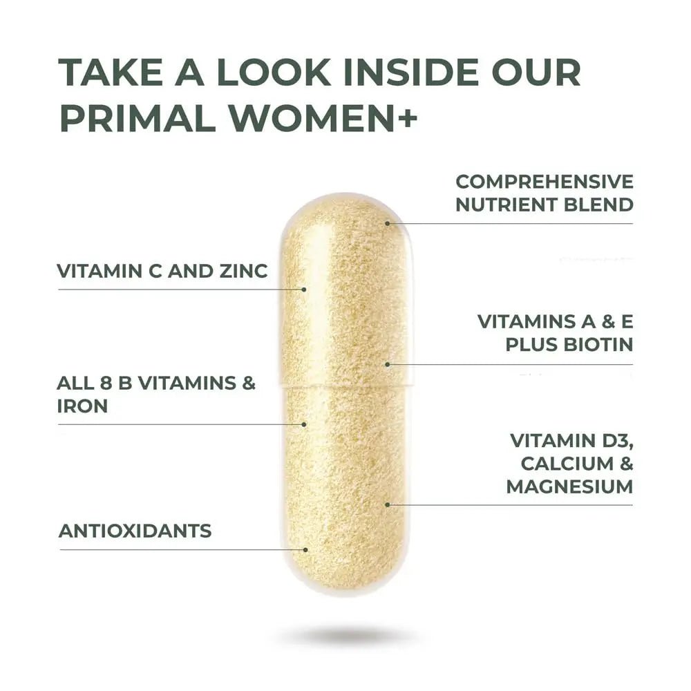 Primal Harvest Multivitamin for Women Vitamin A, Vitamin C, Vitamin D and E, Vitamin B12, B6, Biotin, Zinc Supplements - Maple Wellness Supplements