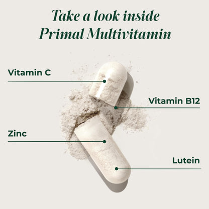 Primal Harvest Primal Multivitamin - Daily Multi-Vitamin Supplement with 21 Essential Vitamins & Minerals for Women & Men - Vitamin A, C, D, E, B12, B6 - Maple Wellness Supplements