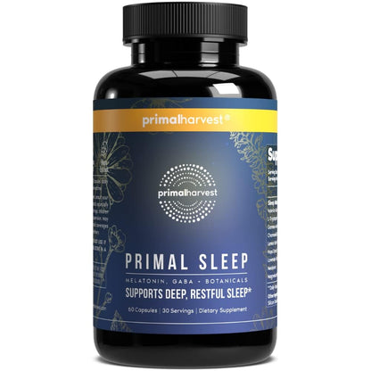Primal Harvest Primal Sleep Support Supplement for Adults with Melatonin, GABA, Valerian Root, L-Tryptophan, Magnesium Bisglycinate Chelate - Maple Wellness Supplements